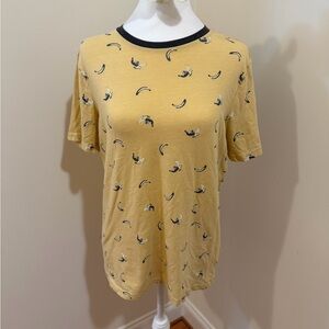 Free Planet Yellow Tee with Banana Print and Black Trim
